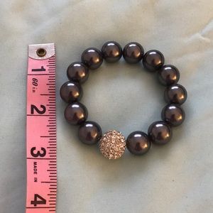 Pewter and rhinestone elastic bracelet